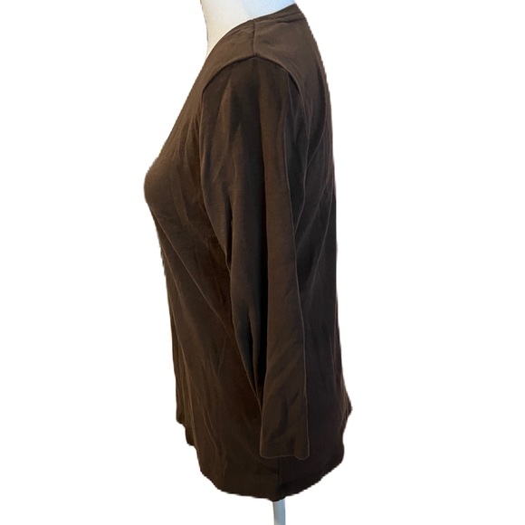 Brown St John’s Bay 3/4” Sleeve Comfy V-Neck Shirt S - Picture 3 of 6